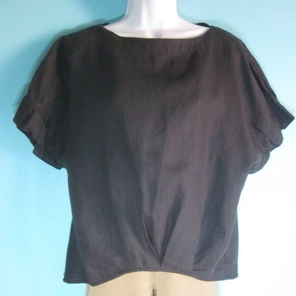 Studio Clip Women Size L Oversized Black 100% Linen Top Japanese Designer Blouse - Picture 11 of 11